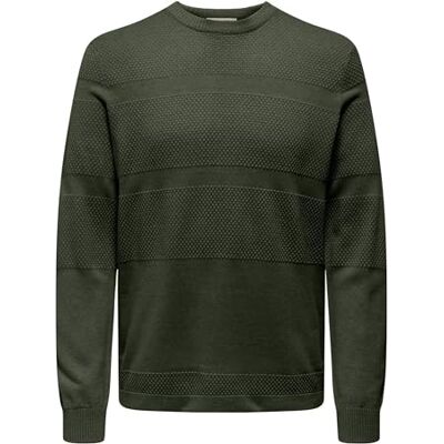 Only & Sons Onsmalik Reg 12 Pinaple Crew Knit Noos, OLIVNATT, 3XL Only & Sons Onsmalik Reg 12 Pinaple Crew Knit Noos, OLIVNATT, 3XL