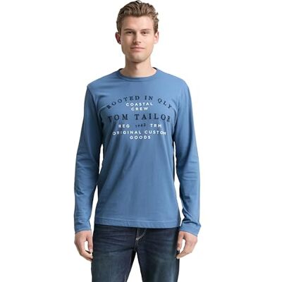 TOM TAILOR Långärmad T-shirt för män, 10980 – bleknar uniform blå, XXL TOM TAILOR Långärmad T-shirt för män, 10980 – bleknar uniform blå, XXL