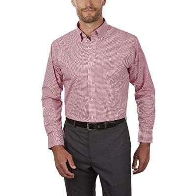 Van Heusen mäns normal passform Gingham button-down krage klänning skjorta, Röd henna, L Van Heusen mäns normal passform Gingham button-down krage klänning skjorta, Röd henna, L