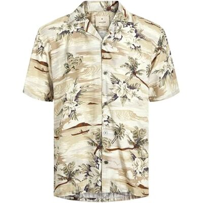 JACK & JONES Jprbluhendrix Print Resort S/S Shirt, Silverfoder, M JACK & JONES Jprbluhendrix Print Resort S/S Shirt, Silverfoder, M