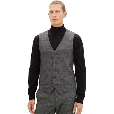 TOM TAILOR Herrväst, 34046 – Grå svart Grindle Check, 52 TOM TAILOR Herrväst, 34046 – Grå svart Grindle Check, 52