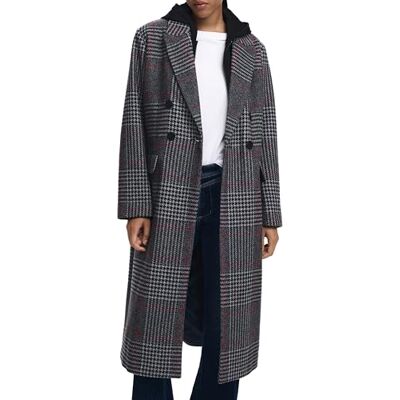 Desigual COAT_CAPUCHA_CHECK, 2007 Medium Grå, L, svart, L Desigual COAT_CAPUCHA_CHECK, 2007 Medium Grå, L, svart, L