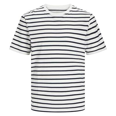 JACK & JONES JACK&JONES JJEORGANIC Basic Tee SS O-Neck NOOS, Cloud Dancer/Stripes: navy blazer, M JACK & JONES JACK&JONES JJEORGANIC Basic Tee SS O-Neck NOOS, Cloud Dancer/Stripes: navy blazer, M
