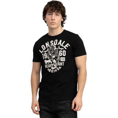 Lonsdale T-shirt för män Regular Fit MINVER, Svart/Ecru, XXL Lonsdale T-shirt för män Regular Fit MINVER, Svart/Ecru, XXL