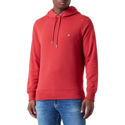 Calvin jeans herr broderad bricka huvtröja, Granat, S Calvin jeans herr broderad bricka huvtröja, Granat, S