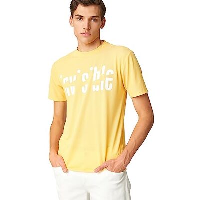 Koton mäns crew neck slogan tryckt kortärmad t-shirt, Gul (151), S Koton mäns crew neck slogan tryckt kortärmad t-shirt, Gul (151), S