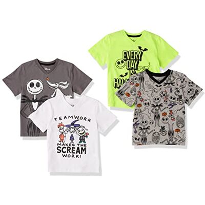 Amazon Essentials Disney Marvel Star Wars kortärmad v-ringad t-shirt för pojkar, 4-pack, Nightmare Doodle, Small Amazon Essentials Disney Marvel Star Wars kortärmad v-ringad t-shirt för pojkar, 4-pack, Nightmare Doodle, Small