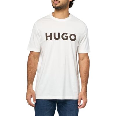 HUGO Dulive222 t-shirt med logotyptryck för män i bomullströja, Nytt moln vit, XXL HUGO Dulive222 t-shirt med logotyptryck för män i bomullströja, Nytt moln vit, XXL