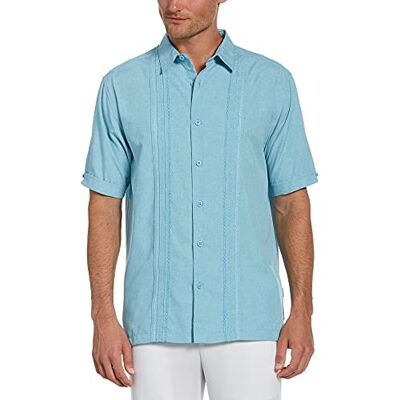 Cubavera Broderad panel Chambray skjorta för män, Delphinium blå, 4XL Cubavera Broderad panel Chambray skjorta för män, Delphinium blå, 4XL