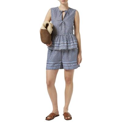 Scotch & Soda High Rise Lurex randiga shorts med tryck, Block Print 248, XS Scotch & Soda High Rise Lurex randiga shorts med tryck, Block Print 248, XS