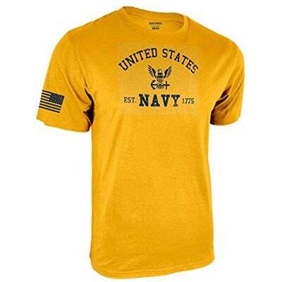 Icon Sports Herr U.s. Marinblå kortärmad t-shirt, gul, stor Icon Sports Herr U.s. Marinblå kortärmad t-shirt, gul, stor