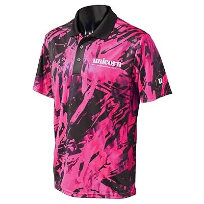 Unicorn Dart-skjorta Pro-Tech Camo Cool andningsbar mjuk känsla mikronät 3-tuk polyester svart krage och vit enhörningslogotyp Finns i 5 färger och storlekar S till XXXXL Unicorn Dart-skjorta Pro-Tech Camo Cool andningsbar mjuk känsla mikronät 3-tuk polyester svart krage och vit enhörningslogotyp Finns i 5 färger och storlekar S till XXXXL
