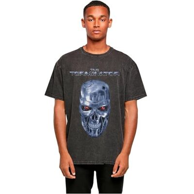 MERCHCODE T-shirt för män, terminator, I´ll Be Back, oversize te, avslappnad herr-t-shirt med fronttryck, 100% bomull, storlekar XS – 5XL, svart, XL MERCHCODE T-shirt för män, terminator, I´ll Be Back, oversize te, avslappnad herr-t-shirt med fronttryck, 100% bomull, storlekar XS – 5XL, svart, XL