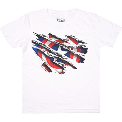 Marvel Captain America Torn T-shirt för män, Vitt, M Marvel Captain America Torn T-shirt för män, Vitt, M