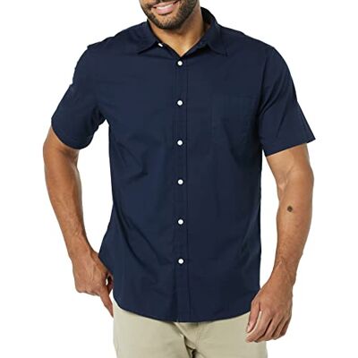 Amazon Essentials mäns Slim-Fit kortärmad poplin-skjorta, marinblå, Medium Amazon Essentials mäns Slim-Fit kortärmad poplin-skjorta, marinblå, Medium
