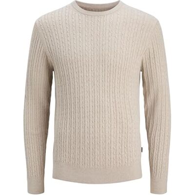 JACK & JONES Jjeemil stickad kabel crew neck Noos, Havregryn, XS JACK & JONES Jjeemil stickad kabel crew neck Noos, Havregryn, XS