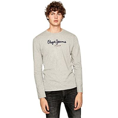 Pepe Jeans Herr Eggo Long N T-shirt, Grå (grå marmor), XL Pepe Jeans Herr Eggo Long N T-shirt, Grå (grå marmor), XL