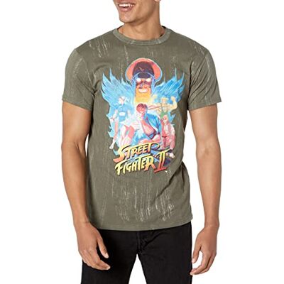Capcom Herr Street Fighter Ii borstad färg kortärmad T-shirt, Grön midnatt, XL Capcom Herr Street Fighter Ii borstad färg kortärmad T-shirt, Grön midnatt, XL