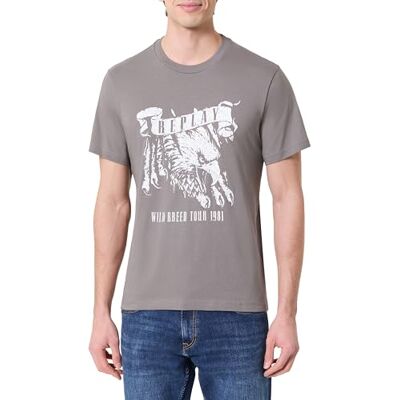 Replay T-shirt för män kortärmad med tryck, grå 319 (grå), S Replay T-shirt för män kortärmad med tryck, grå 319 (grå), S