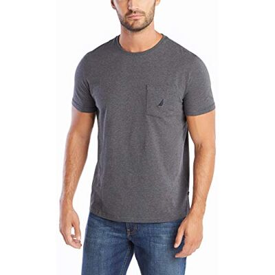Nautica herr-T-shirt med enfärgad design, rund hals, kort ärm och bröstficka., M Nautica herr-T-shirt med enfärgad design, rund hals, kort ärm och bröstficka., M