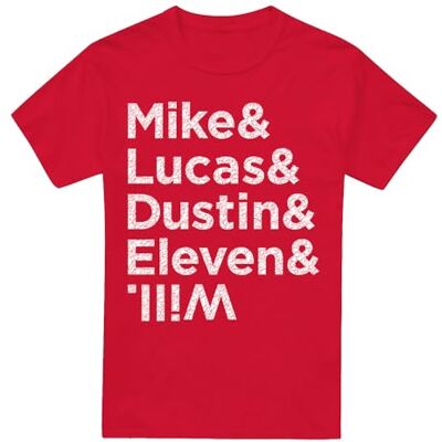 Stranger Things – Mike Lucas Dustin Eleven & Will namn unisex t-shirt, röd, Large, Röd, L Stranger Things – Mike Lucas Dustin Eleven & Will namn unisex t-shirt, röd, Large, Röd, L