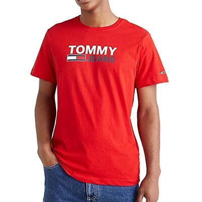 Tommy Jeans Tommy Hilfiger S/S T-shirts, Djup karmosin, XS Tommy Jeans Tommy Hilfiger S/S T-shirts, Djup karmosin, XS