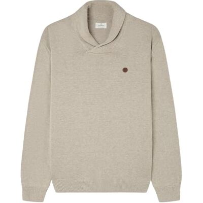 Springfield Herr Gg7 krage stickad struktur med PU-etikett sweatshirt smoking krage, sandfärger, medium Springfield Herr Gg7 krage stickad struktur med PU-etikett sweatshirt smoking krage, sandfärger, medium