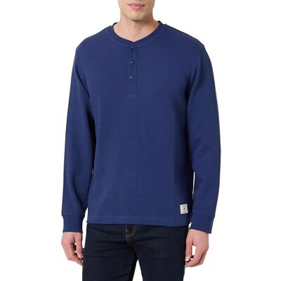 GANT Waffle LS Henley, blå, XL GANT Waffle LS Henley, blå, XL