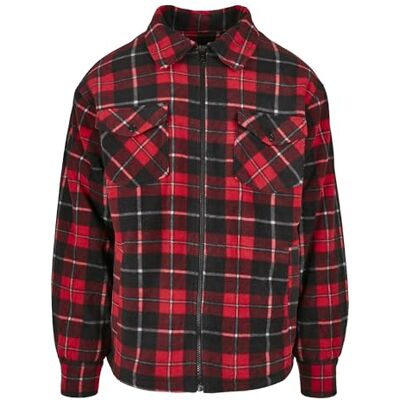 Urban Classics Herrjacka, polar fleece med sherpafoder, lumberjacka rutig, flanellskjorta, storlek S till 5XL, Röd/svart, L Urban Classics Herrjacka, polar fleece med sherpafoder, lumberjacka rutig, flanellskjorta, storlek S till 5XL, Röd/svart, L