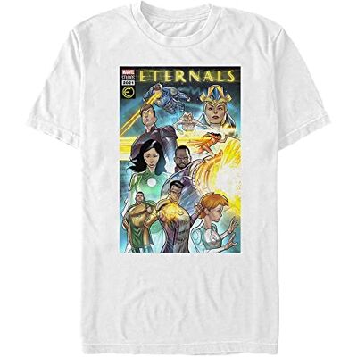 Marvel Unisex The Eternals Comic Cover Organic kortärmad T-shirt, Vit, L Marvel Unisex The Eternals Comic Cover Organic kortärmad T-shirt, Vit, L