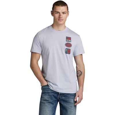 G-STAR RAW Herr Multi Badge R T T-shirt, Grå (Icelandic Blue D23903-336-g081), S G-STAR RAW Herr Multi Badge R T T-shirt, Grå (Icelandic Blue D23903-336-g081), S