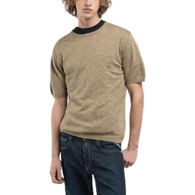 Replay Herr regular fit kortärmad tröja, 875 Military Khaki, 3XL Replay Herr regular fit kortärmad tröja, 875 Military Khaki, 3XL