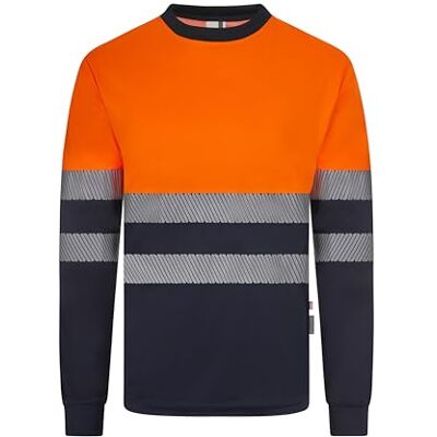 VELILLA 305635; Tvåfärgad återvunnen polyester långärmad segmenterad tejp; marinblå och fluorescerande orange, storlek M, Marinblå och fluorancione, M VELILLA 305635; Tvåfärgad återvunnen polyester långärmad segmenterad tejp; marinblå och fluorescerande orange, storlek M, Marinblå och fluorancione, M