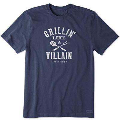 Life Is Good mäns grillin 'Like a Villain' kross t-shirt herr kross t-shirt Darkest Blue XL Life Is Good mäns grillin 'Like a Villain' kross t-shirt herr kross t-shirt Darkest Blue XL