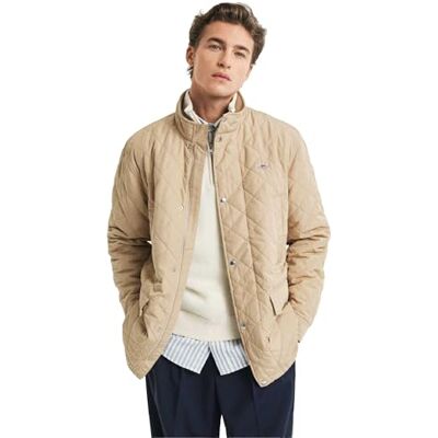 GANT Kviltad vindcheater Mid jacka för män, Mörk kaki, XL GANT Kviltad vindcheater Mid jacka för män, Mörk kaki, XL