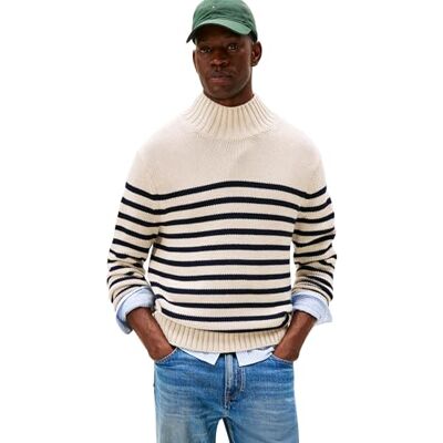Tommy Hilfiger herr breton bomull rand falsk hals MW0MW41320 pullover tröja, brun, XS, Brun (havmjölk Htr/ökenhimmel), XS Tommy Hilfiger herr breton bomull rand falsk hals MW0MW41320 pullover tröja, brun, XS, Brun (havmjölk Htr/ökenhimmel), XS