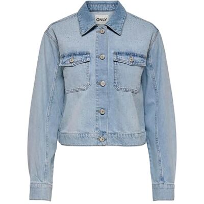 ONLY Onllumi Ls Rhinestone jacka DNM PIM, Ljusblå denim, S ONLY Onllumi Ls Rhinestone jacka DNM PIM, Ljusblå denim, S