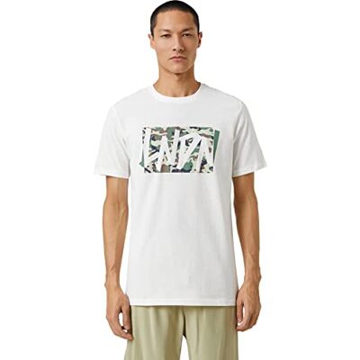 Koton Herr basic T-shirt kamouflage tryckt rund hals, Vit (000), S Koton Herr basic T-shirt kamouflage tryckt rund hals, Vit (000), S