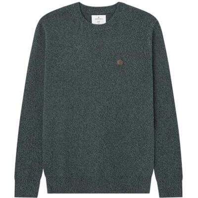 Springfield Reconsider PRETWISTED Basic pullover 7GG med crew halsband och dekorativ lappmärke, grön, S Springfield Reconsider PRETWISTED Basic pullover 7GG med crew halsband och dekorativ lappmärke, grön, S