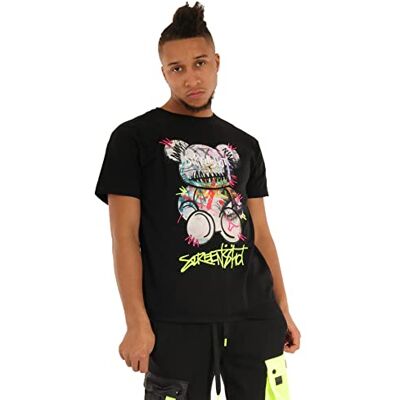 SCREENSHOT -S11303 Mens Hip-Hop NYC Streetwear Ultra Premium Quality Tee Urban Varsity Graffiti Big Head Bear Patch Embroidery Gel Print T-Shirt-Black-2XLarge SCREENSHOT -S11303 Mens Hip-Hop NYC Streetwear Ultra Premium Quality Tee Urban Varsity Graffiti Big Head Bear Patch Embroidery Gel Print T-Shirt-Black-2XLarge