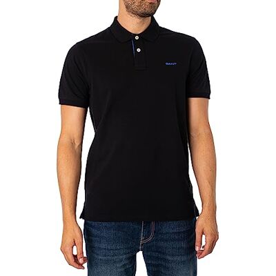 GANT Herr 2062026-5-L REG Contrast Pique SS Rugger, Svart, L, Svart, L GANT Herr 2062026-5-L REG Contrast Pique SS Rugger, Svart, L, Svart, L