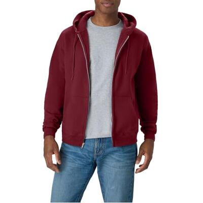 Hanes , EcoSmart Fleece Full-Zip Hoodie for Men, Hooded Sweatshirt, MULLED BERRY, SMALL Hanes , EcoSmart Fleece Full-Zip Hoodie for Men, Hooded Sweatshirt, MULLED BERRY, SMALL