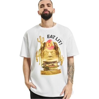 Tee T-shirt för män med Eat Lit oversize, Vit, L Tee T-shirt för män med Eat Lit oversize, Vit, L