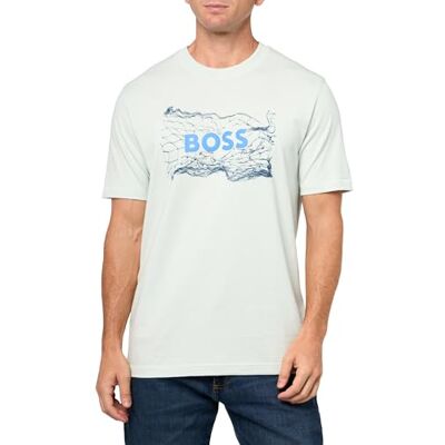 Boss T-shirt i bomull med stor logotyp för män (1-pack), utomhusblå, XL Boss T-shirt i bomull med stor logotyp för män (1-pack), utomhusblå, XL