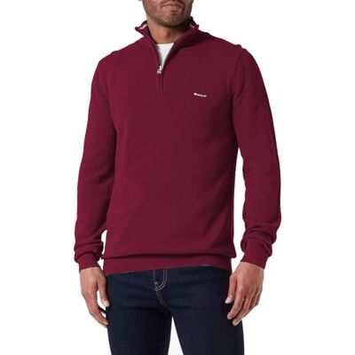 GANT Cotton Pique halv dragkedja, Rich Wine, L GANT Cotton Pique halv dragkedja, Rich Wine, L