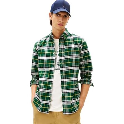 Tommy Hilfiger herr borstad Oxford Check RF skjorta MW0MW40894 L/S skjorta, grön, M, Grön (Prydnadsgrön/rutig), M Tommy Hilfiger herr borstad Oxford Check RF skjorta MW0MW40894 L/S skjorta, grön, M, Grön (Prydnadsgrön/rutig), M
