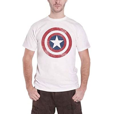 Marvel Captain America Shield T-shirt för män, Vit, XL Marvel Captain America Shield T-shirt för män, Vit, XL