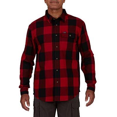 Smith's Workwear Mäns buffel ficka flanell button-up skjorta, röd/svart-503, medium Smith's Workwear Mäns buffel ficka flanell button-up skjorta, röd/svart-503, medium