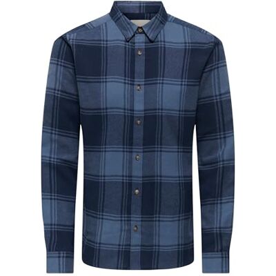Only & Sons Onsgudmund Ls Checked Shirt Noos, marinblå blazer, L Only & Sons Onsgudmund Ls Checked Shirt Noos, marinblå blazer, L