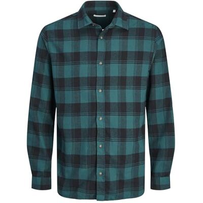 JACK & JONES herr Jjjoshua fall Buffalo skjorta Ls fritidsskjorta, djup blågrön, S JACK & JONES herr Jjjoshua fall Buffalo skjorta Ls fritidsskjorta, djup blågrön, S